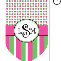 Monogrammed Lime & Pink Garden Flag