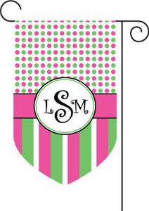 Monogrammed Lime & Pink Garden Flag