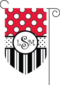 Monogrammed Red & Black Garden Flag