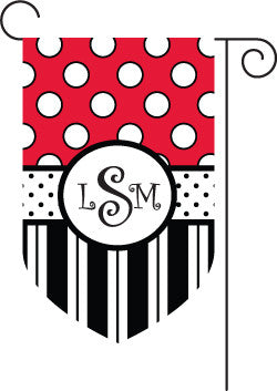 Monogrammed Red & Black Garden Flag