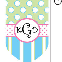Monogrammed Blue & Green Garden Flag