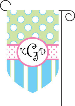 Monogrammed Blue & Green Garden Flag