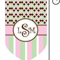 Monogrammed Chocolate & Pink Garden Flag