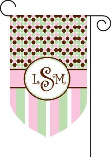 Monogrammed Chocolate & Pink Garden Flag