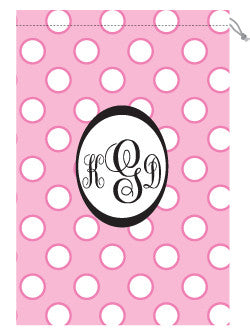 Monogrammed Pink & White Polka Dot Laundry Bag