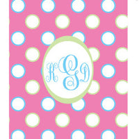 Monogrammed Pink & Blue Polka Dot Laundry Bag