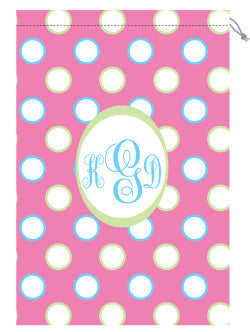 Monogrammed Pink & Blue Polka Dot Laundry Bag