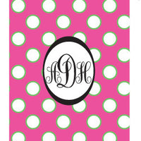Monogrammed Pink & Green Polka Dot Laundry Bag