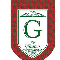 Monogrammed Red & Green Damask House Flag
