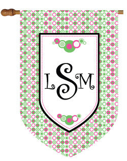 Monogrammed Pastel Dots House Flag