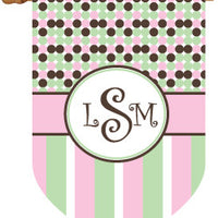 Monogrammed Dots & Stripes House Flag 