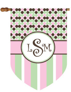 Monogrammed Dots & Stripes House Flag 