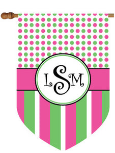 Monogrammed Dots & Stripes House Flag 