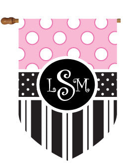 Monogrammed Dots & Stripes House Flag 