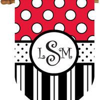 Monogrammed Dots & Stripes House Flag 