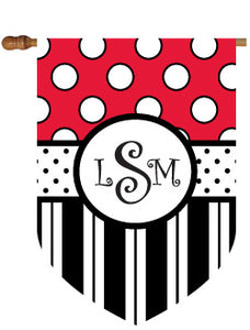 Monogrammed Dots & Stripes House Flag 