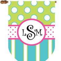 Monogrammed Dots & Stripes House Flag 