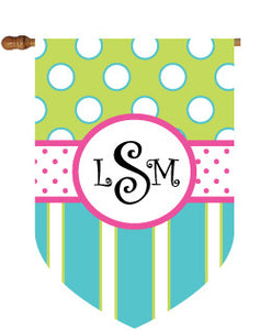 Monogrammed Dots & Stripes House Flag 