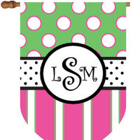 Monogrammed Dots & Stripes House Flag 