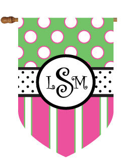 Monogrammed Dots & Stripes House Flag 