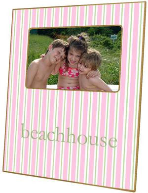 Pink & Green Stripe Picture Frame