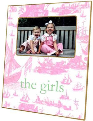 Pale Pink Toile Boat Picture Frame