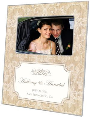 Beige Damask with Inset Picture Frame