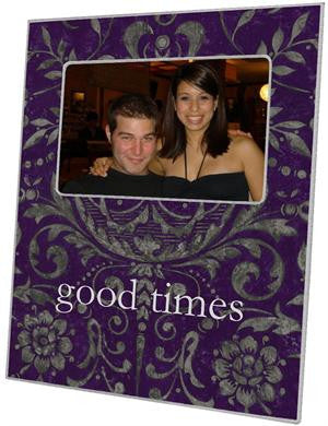 Purple & Silver Damask Picture Frame