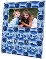 Blue Delft Dog Picture Frame
