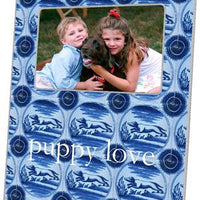 Blue Delft Dog Picture Frame