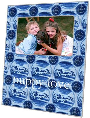 Blue Delft Dog Picture Frame