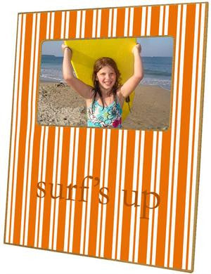 Orange & White Stripe Picture Frame