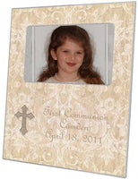 Beige Damask with Cross Picture Frame
