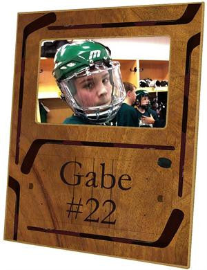 Ice Hockey Wood Grain Frame