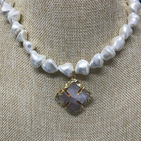 Mother of Pearl French Cross Necklace