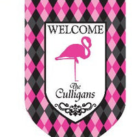 Monogrammed Flamingo Pink Argyle House Flag