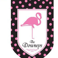 Monogrammed Flamingo Black & Pink House Flag