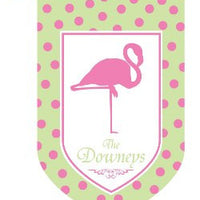 Monogrammed Flamingo Green & Pink House Flag