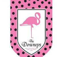 Monogrammed Flamingo Pink & Black House Flag