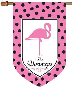 Monogrammed Flamingo Pink & Black House Flag