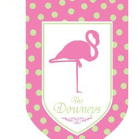 Monogrammed Flamingo Pink & Green House Flag