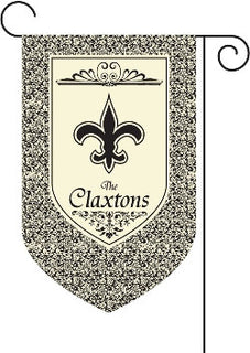 Monogrammed Black Fleur De Lis with Border Garden Flag