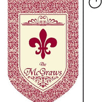 Monogrammed Burgundy Fleur De Lis Garden Flag