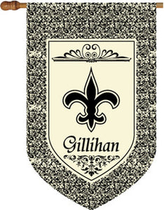 Monogrammed Fleur De Lis Black with Border House Flag