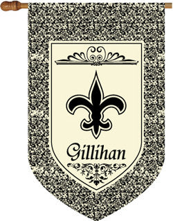 Monogrammed Fleur De Lis Black with Border House Flag
