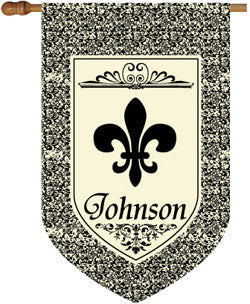 Monogrammed Fleur De Lis Black House Flag