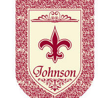 Monogrammed Fleur De Lis Red with Border House Flag