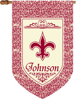 Monogrammed Fleur De Lis Red with Border House Flag