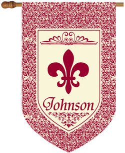 Monogrammed Fleur De Lis Red House Flag