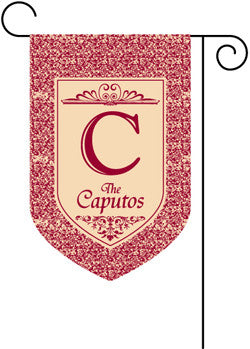 Monogrammed Red Floral Garden Flag